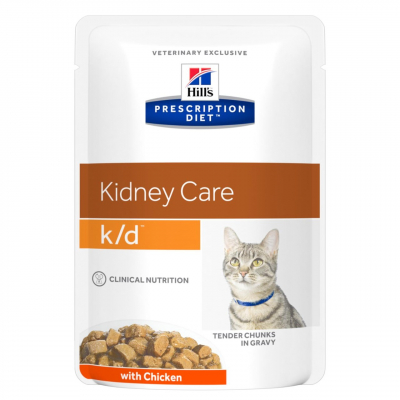 Hill's Prescription Diet k/d Kidney Care Пауч для кошек для лечения Почек с Курицей Кот и Пес, онлайн зоомагазин и ветаптека