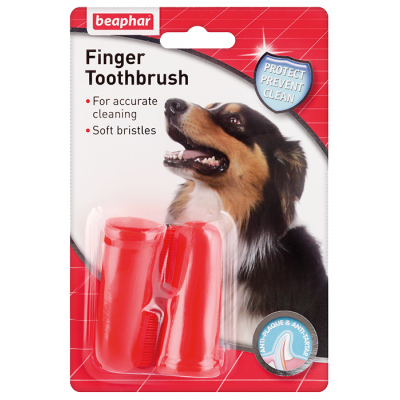 Beaphar Finger Toothbrush Зубная щетка на палец для собак и кошек крупных пород 2 штуки Кот и Пес, онлайн зоомагазин и ветаптека