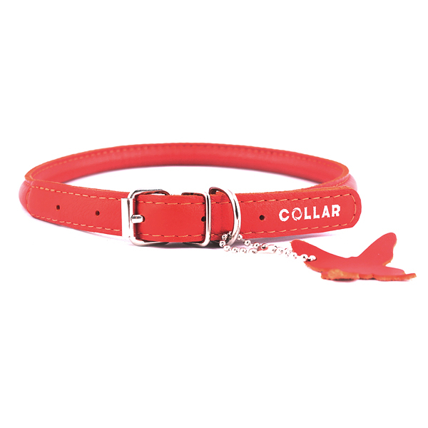 Collar Glamour Ошейник кожаный Круглый Красный Кот и Пес, онлайн зоомагазин и ветаптека