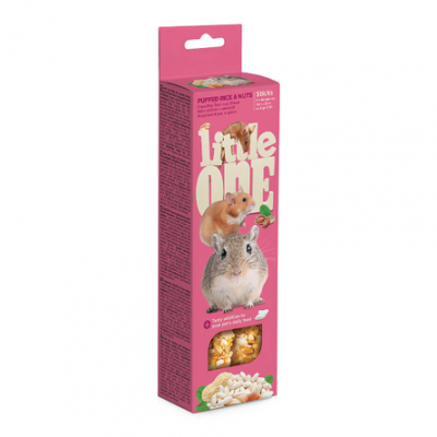 Little One Палочки для грызунов с воздушным рисом и орехами Кот и Пес, онлайн зоомагазин и ветаптека