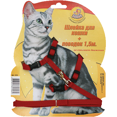 Зооник Комплект шлейка+поводок-стропа для кошек на блистере Кот и Пес, онлайн зоомагазин и ветаптека