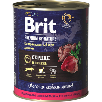 Brit Premium By Nature Консервы для собак с Сердцем и печенью Кот и Пес, онлайн зоомагазин и ветаптека