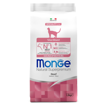 Monge Monoprotein Sterilised Корм для стерилизованных кошек с Говядиной Кот и Пес, онлайн зоомагазин и ветаптека