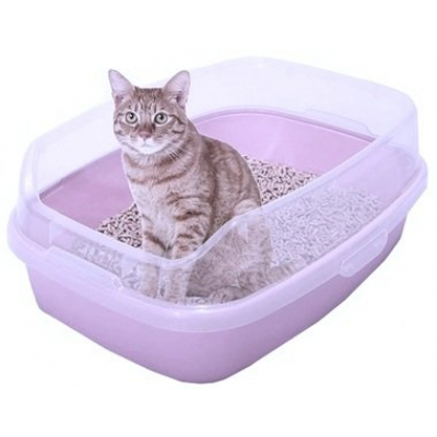 №1 Туалет для кошек с большими бортами сиреневый Кот и Пес, онлайн зоомагазин и ветаптека