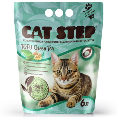 Cat Step Tofu Green Tea Наполнитель для кошачьего туалета Кот и Пес, онлайн зоомагазин и ветаптека