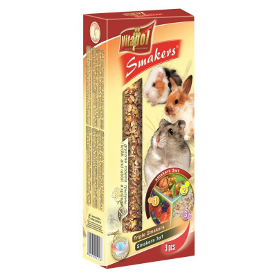 Vitapol Палочки 3 а 1 для грызунов и кроликов с Орехами, лесными ягодами и Попкорном Кот и Пес, онлайн зоомагазин и ветаптека