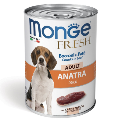 Monge Dog Fresh Duck Консервы для собак Мясной рулет с Уткой Кот и Пес, онлайн зоомагазин и ветаптека