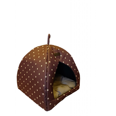 LION Домик-лежанка для кошек коричневого цвета в горошек "Альмонд" р. 42*42*45 Кот и Пес, онлайн зоомагазин и ветаптека
