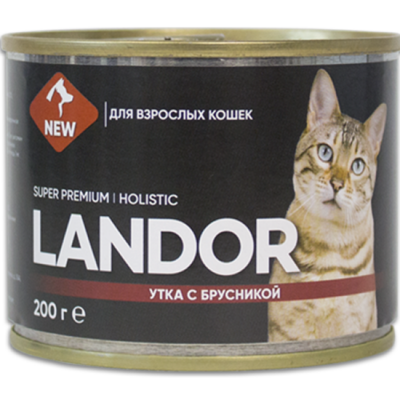 Landor Консервы для кошек с Уткой и Брусникой Кот и Пес, онлайн зоомагазин и ветаптека