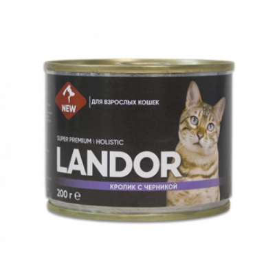 Landor Консервы для кошек с Кроликом и Черникой Кот и Пес, онлайн зоомагазин и ветаптека