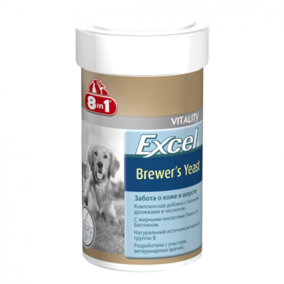 8in1 Excel Brewers Yeast Витамины S для собак мелких пород и кошек Кот и Пес, онлайн зоомагазин и ветаптека