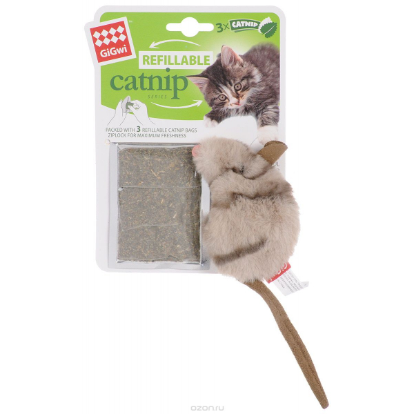 GiGwi Игрушка для кошек Мышка с кошачьей мятой Кот и Пес, онлайн зоомагазин и ветаптека
