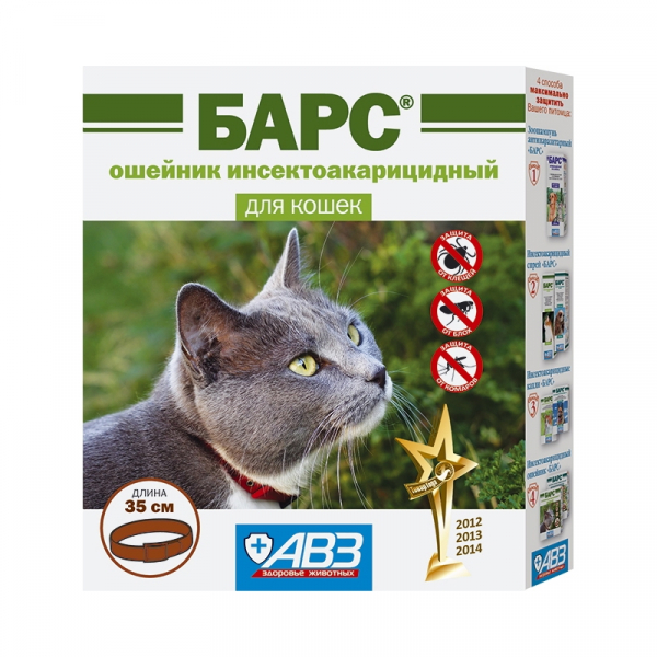 АВЗ Барс Ошейник от блох и клещей для кошек Кот и Пес, онлайн зоомагазин и ветаптека