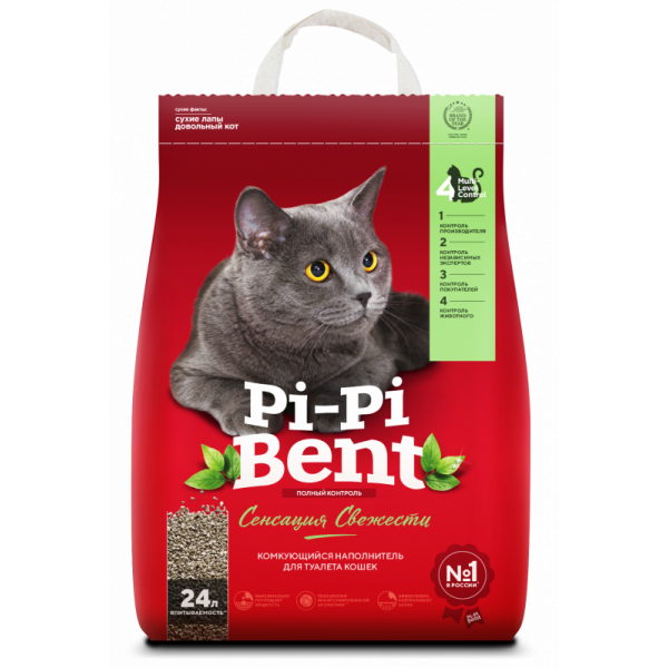 Pi-Pi-Bent "Сенсация свежести" Наполнитель для кошачьего туалета Кот и Пес, онлайн зоомагазин и ветаптека