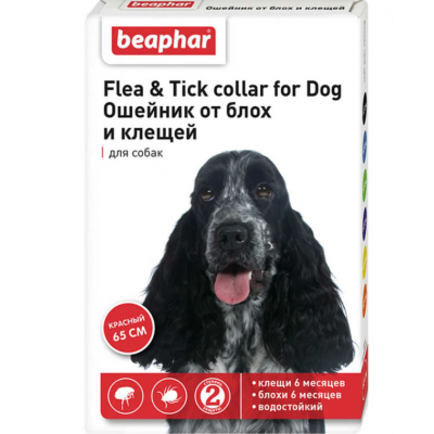 Beaphar Ошейник от клещей и блох для собак Красный Кот и Пес, онлайн зоомагазин и ветаптека
