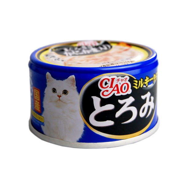 Japan Premium Pet CIAO Консервы для кошек с Тунцом, крабом и Курицей в сливочном соусе Кот и Пес, онлайн зоомагазин и ветаптека