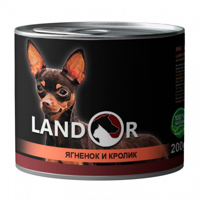 Landor Mini Консервы для собак мелких пород с Ягненком и Кроликом Кот и Пес, онлайн зоомагазин и ветаптека