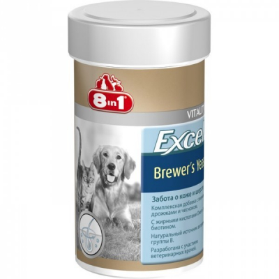 8in1 Excel Brewer's Пивные дрожжи для кошек и собак Кот и Пес, онлайн зоомагазин и ветаптека