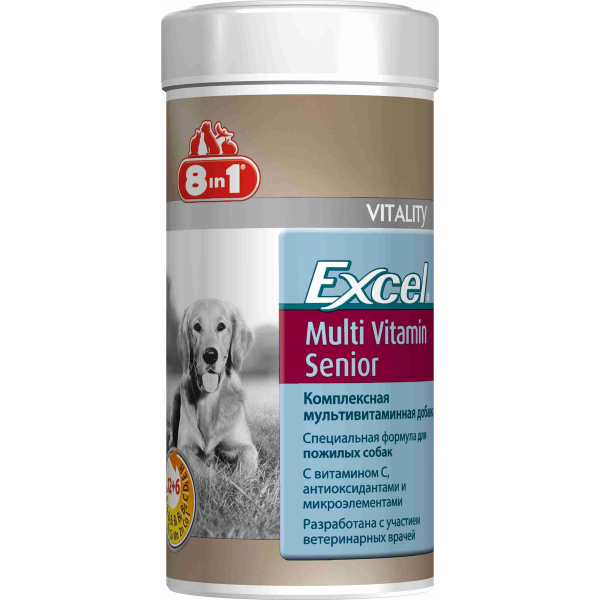 8in1 Excel Multi Vitamin Senior Мультивитаминный комплекс для пожилых собак Кот и Пес, онлайн зоомагазин и ветаптека