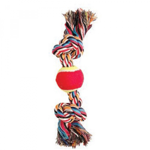 Triol Игрушка для собак Веревка цветная один узел с мячом Кот и Пес, онлайн зоомагазин и ветаптека