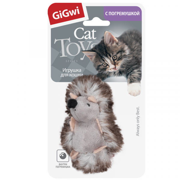 GiGwi Игрушка для кошек Ежик с погремушкой Кот и Пес, онлайн зоомагазин и ветаптека