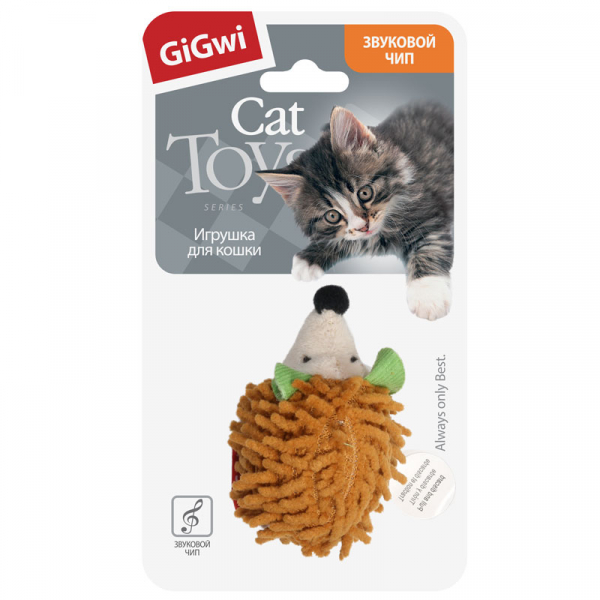 GiGwi Игрушка для кошек Ежик с звуковым чипом Кот и Пес, онлайн зоомагазин и ветаптека