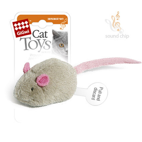 GiGwi Игрушка для кошек "Мышь" тканевая с электронным Кот и Пес, онлайн зоомагазин и ветаптека