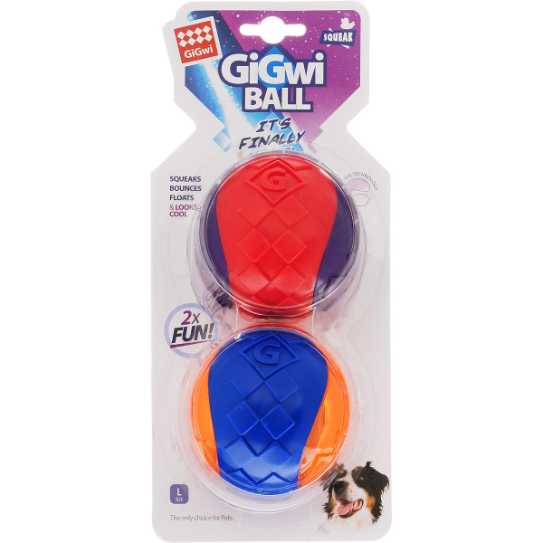 GiGwi Игрушка для собак 2 мяча больших с пищалкой 75336 Кот и Пес, онлайн зоомагазин и ветаптека