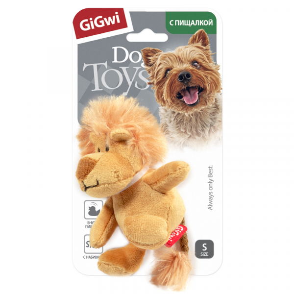 GiGwi Игрушка для собак Лев с пищалкой Кот и Пес, онлайн зоомагазин и ветаптека