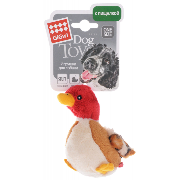 GiGwi Игрушка для собак Утка с пищалкой Кот и Пес, онлайн зоомагазин и ветаптека